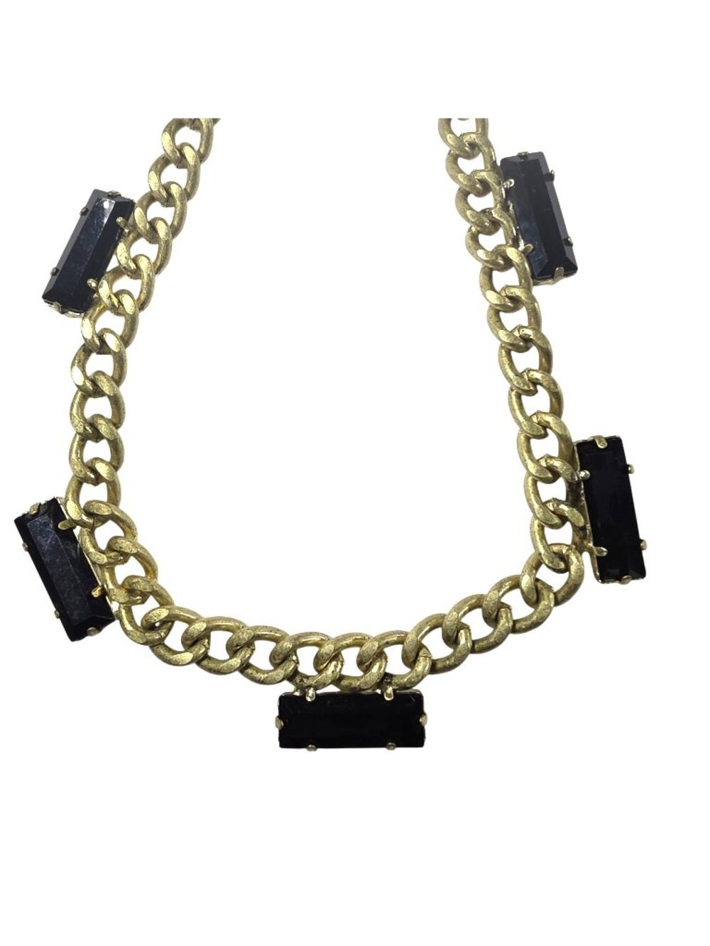 Necklace black gold tone glam statement Jessica Simpson womens jewelry